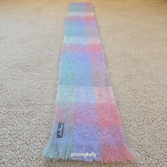 NWOT Mohair Scarf Pastel Plaid Pink Lavender St. Albans Australia - Picture 8 of 15